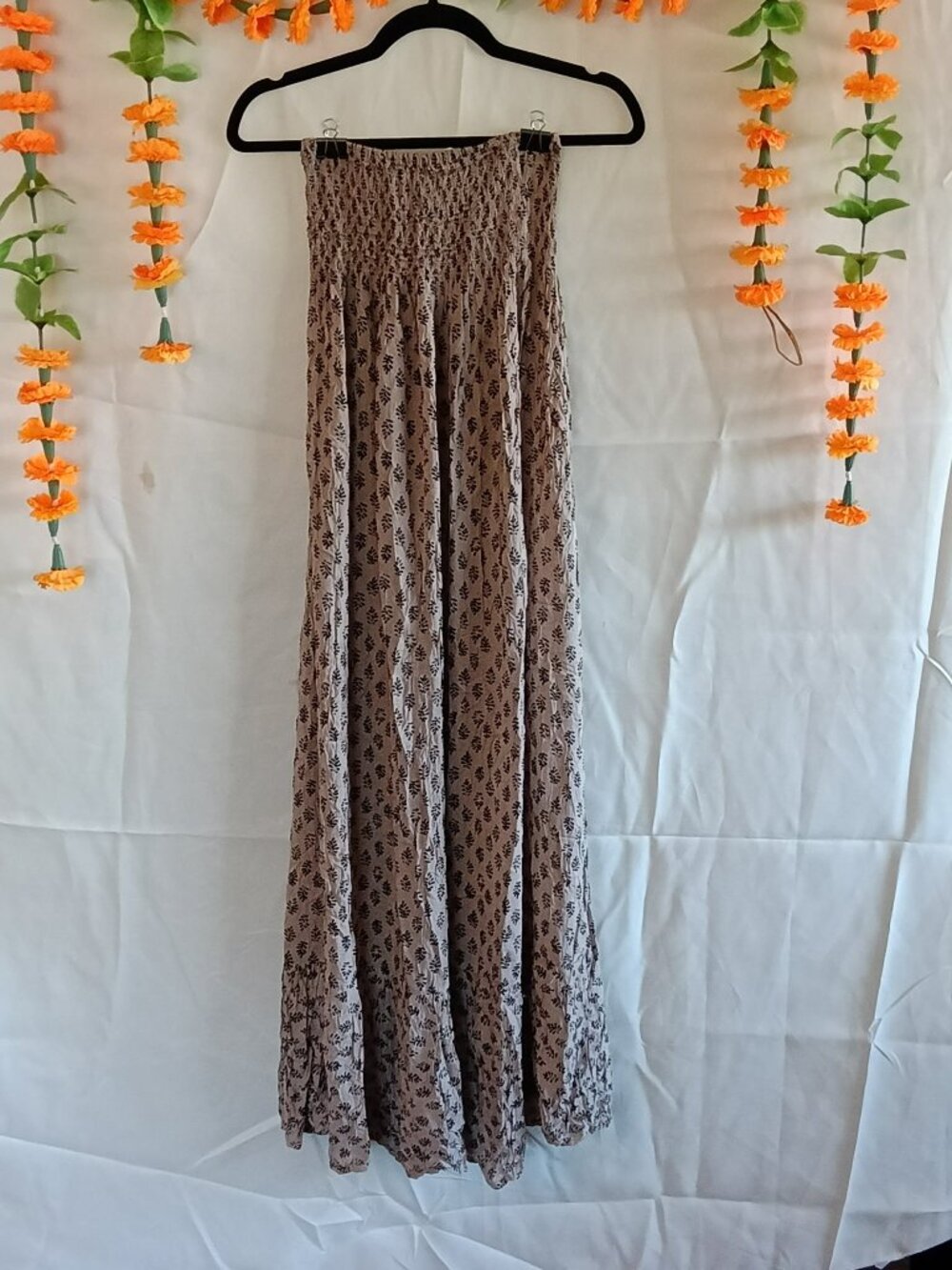 Gorgeous Cool Change S/M Tube Top Maxi Dress Soft Cotton, Woodblock Print